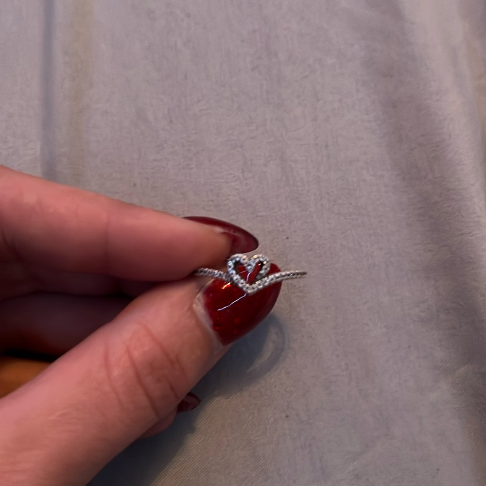 silver heart pandora ring size 7